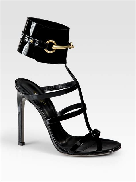 gucci black ankle strap sandals|Gucci black sandals flat.